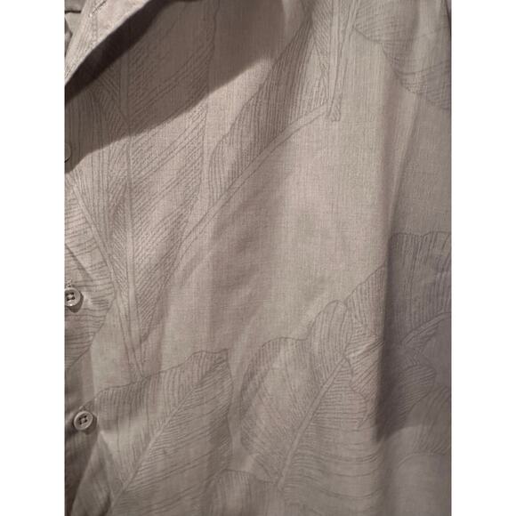 Cafe Luna Light Blue Grey Banana Leaf Hawaiian Playera Shirt Sz 2X - Picture 5 of 5